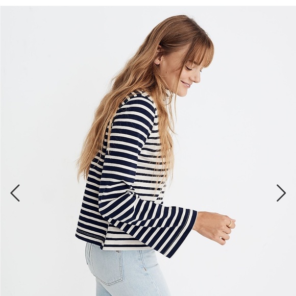 Madwell Wide Sleeve Turtleneck in Block Stripe - Picture 3 of 7